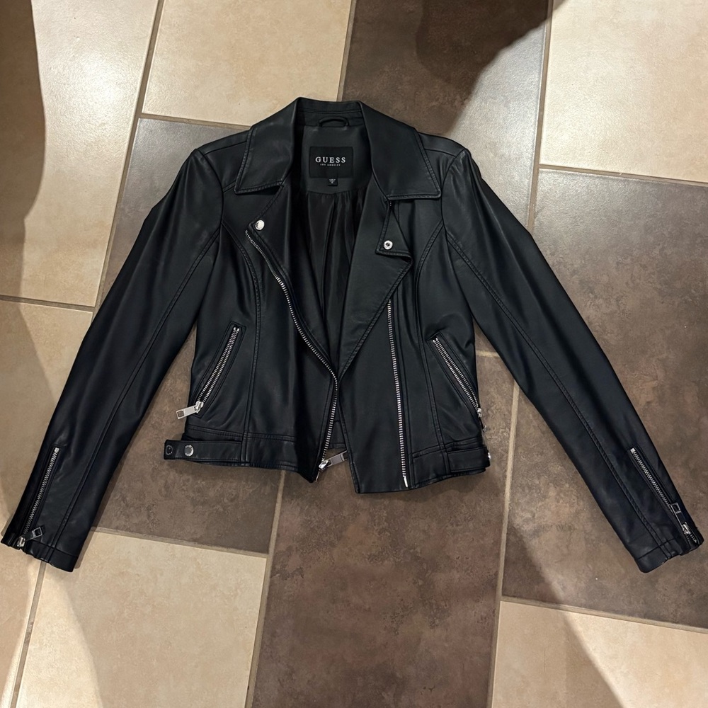 Guess Women's Sleek Black Leather Jacket